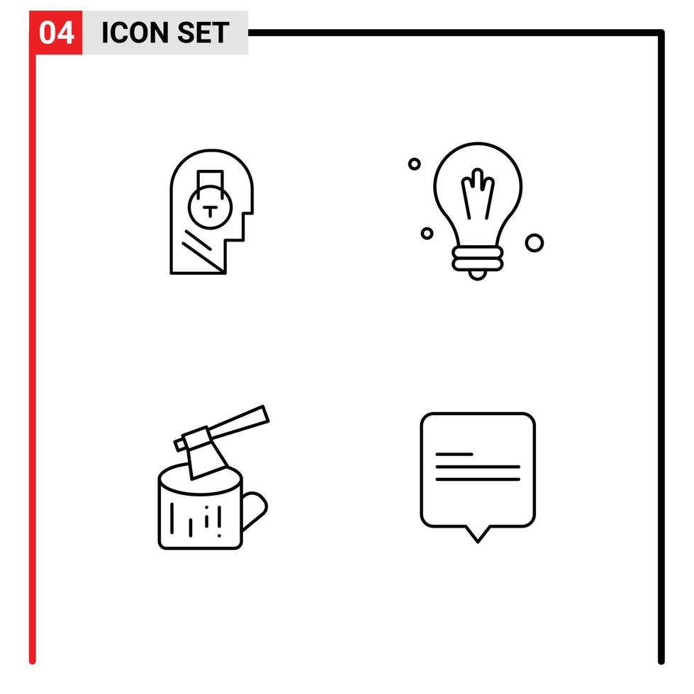 4 User Interface Line Pack of modern Signs and Symbols of lock log data idea wood Editable Vector Design Elements