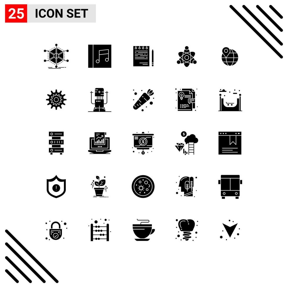 Pictogram Set of 25 Simple Solid Glyphs of map education business educate plan Editable Vector Design Elements