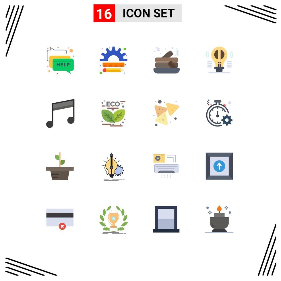símbolos de iconos universales grupo de 16 colores planos modernos de álbum mente marketing pensamiento creativo cerebro paquete editable de elementos de diseño de vectores creativos