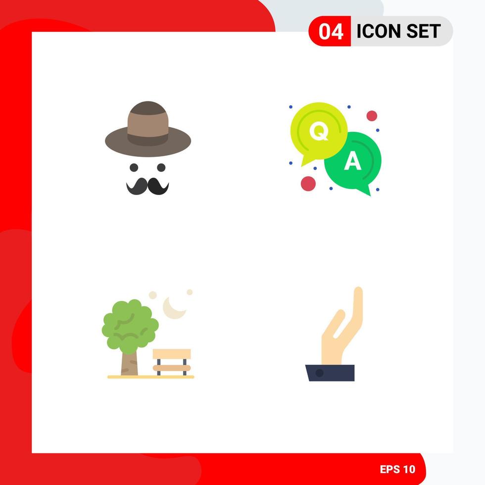 Universal Icon Symbols Group of 4 Modern Flat Icons of avatar park fathers solution baloon Editable Vector Design Elements