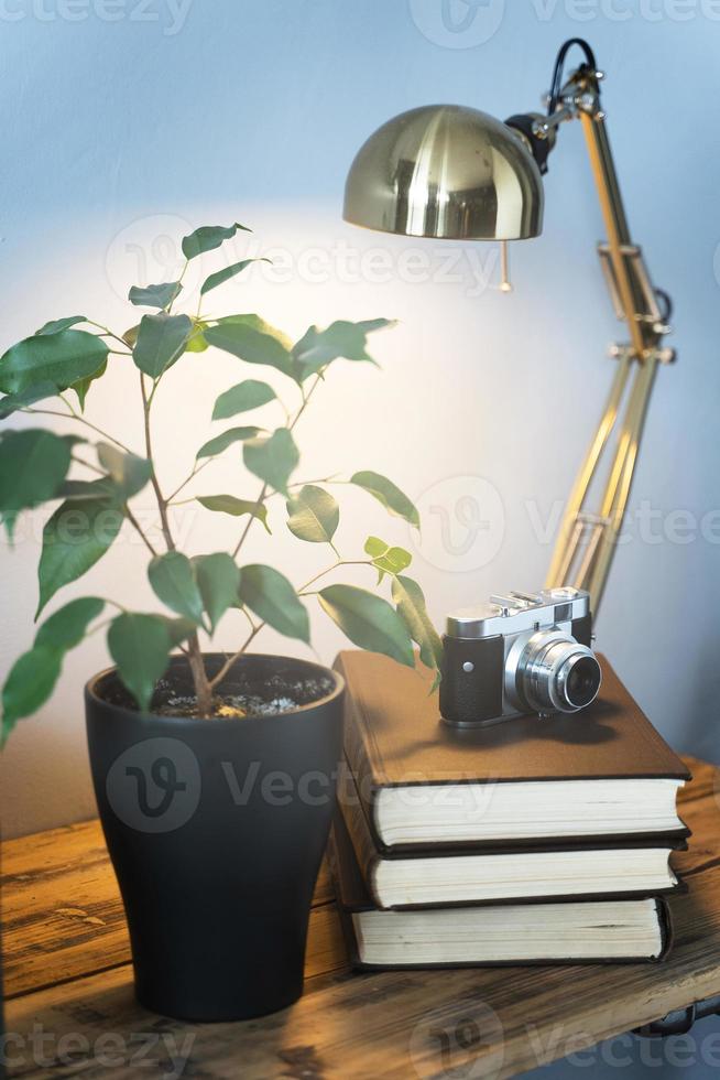 Still life shot of a retro style room interior. photo