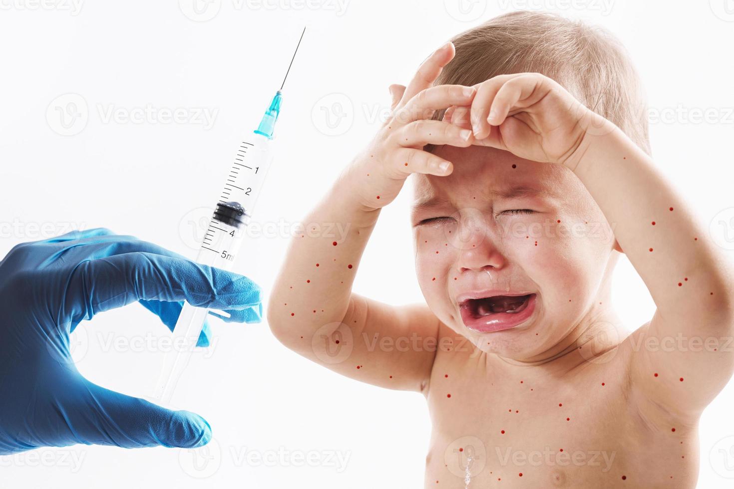 Closeup shot of upset little boy crying. photo