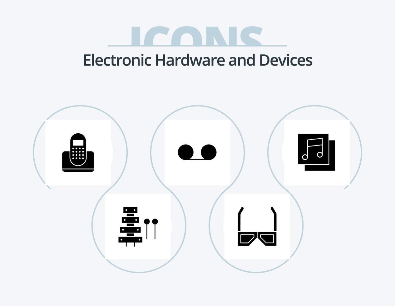 Devices Glyph Icon Pack 5 Icon Design. voice. mail. tv. phone. contact vector