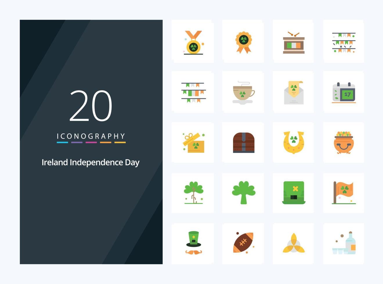 20 icono de color plano del día de la independencia de irlanda para la presentación vector