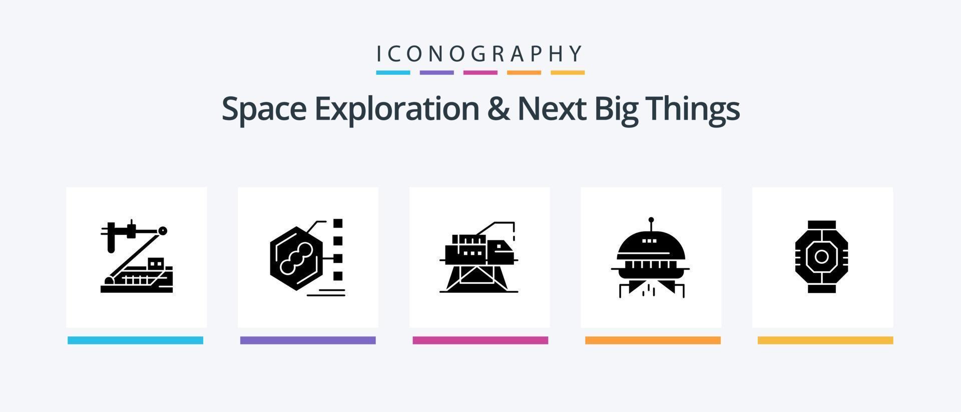 Space Exploration And Next Big Things Glyph 5 Icon Pack Including airlock. space. form. astronomy. laboratory. Creative Icons Design vector