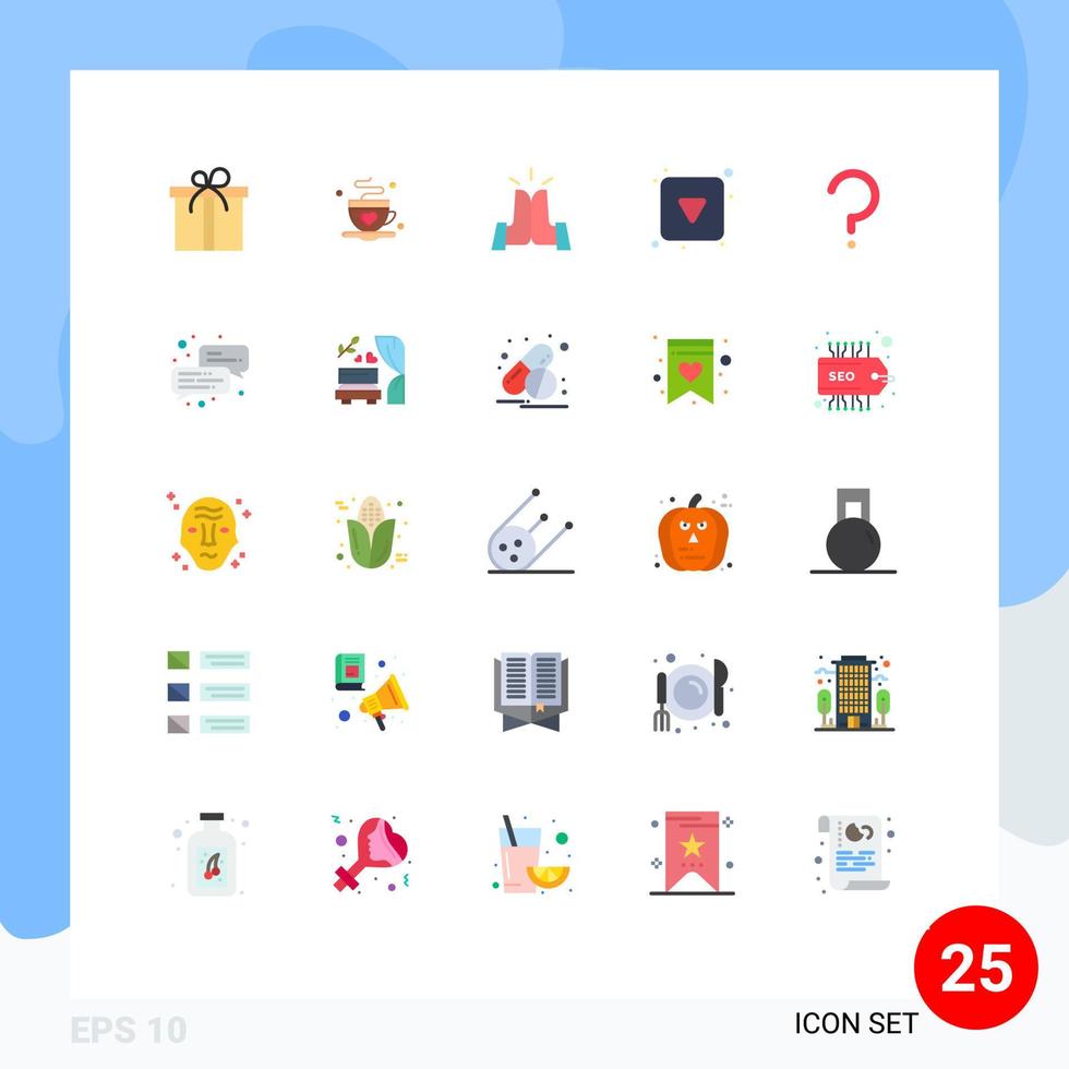 Flat Color Pack of 25 Universal Symbols of question mark help five full arrow Editable Vector Design Elements