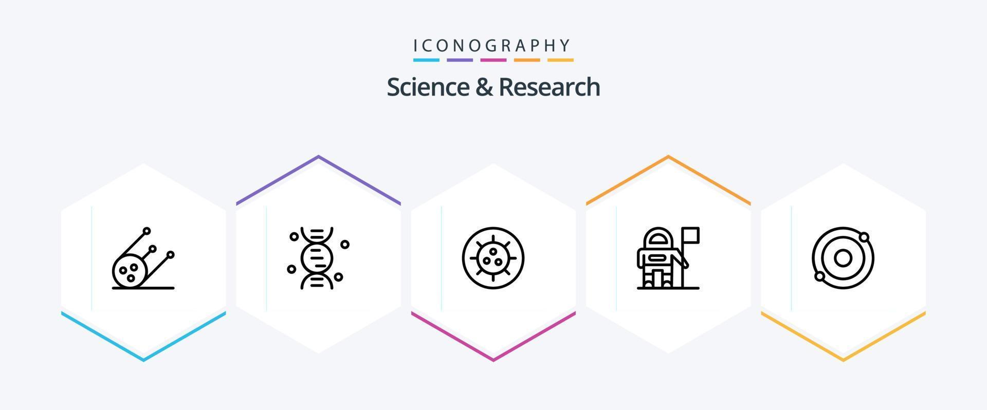 Science 25 Line icon pack including . . virus. structure. atom vector