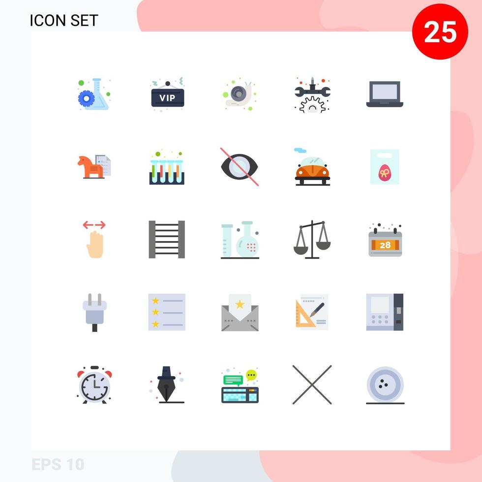 conjunto de 25 iconos modernos de la interfaz de usuario signos de símbolos para el mantenimiento de dispositivos de animales portátiles de estrategia elementos de diseño vectorial editables vector