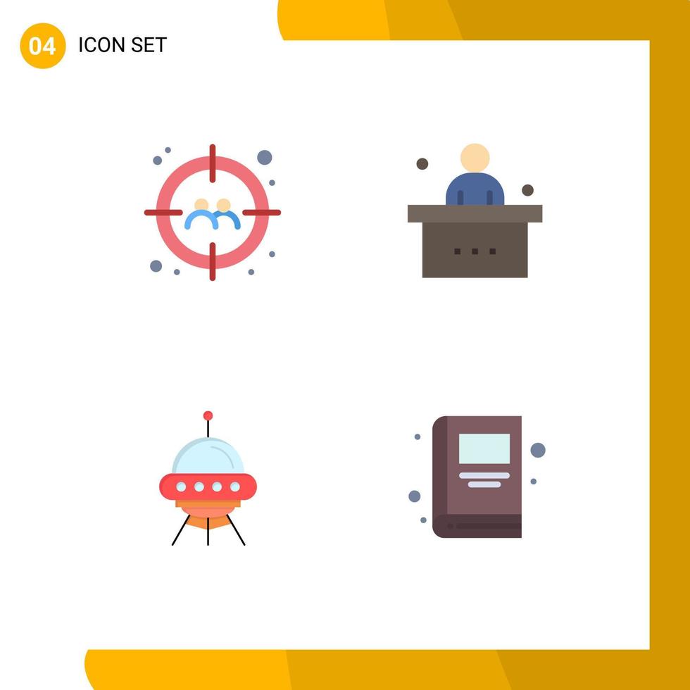 4 paquete de iconos planos de interfaz de usuario de signos y símbolos modernos de elementos de diseño vectorial editables de la nave escolar del usuario de la nave espacial del hombre vector