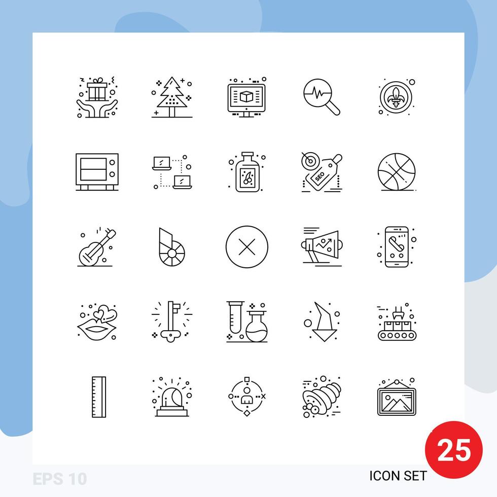 User Interface Pack of 25 Basic Lines of decor graph tree info graphics