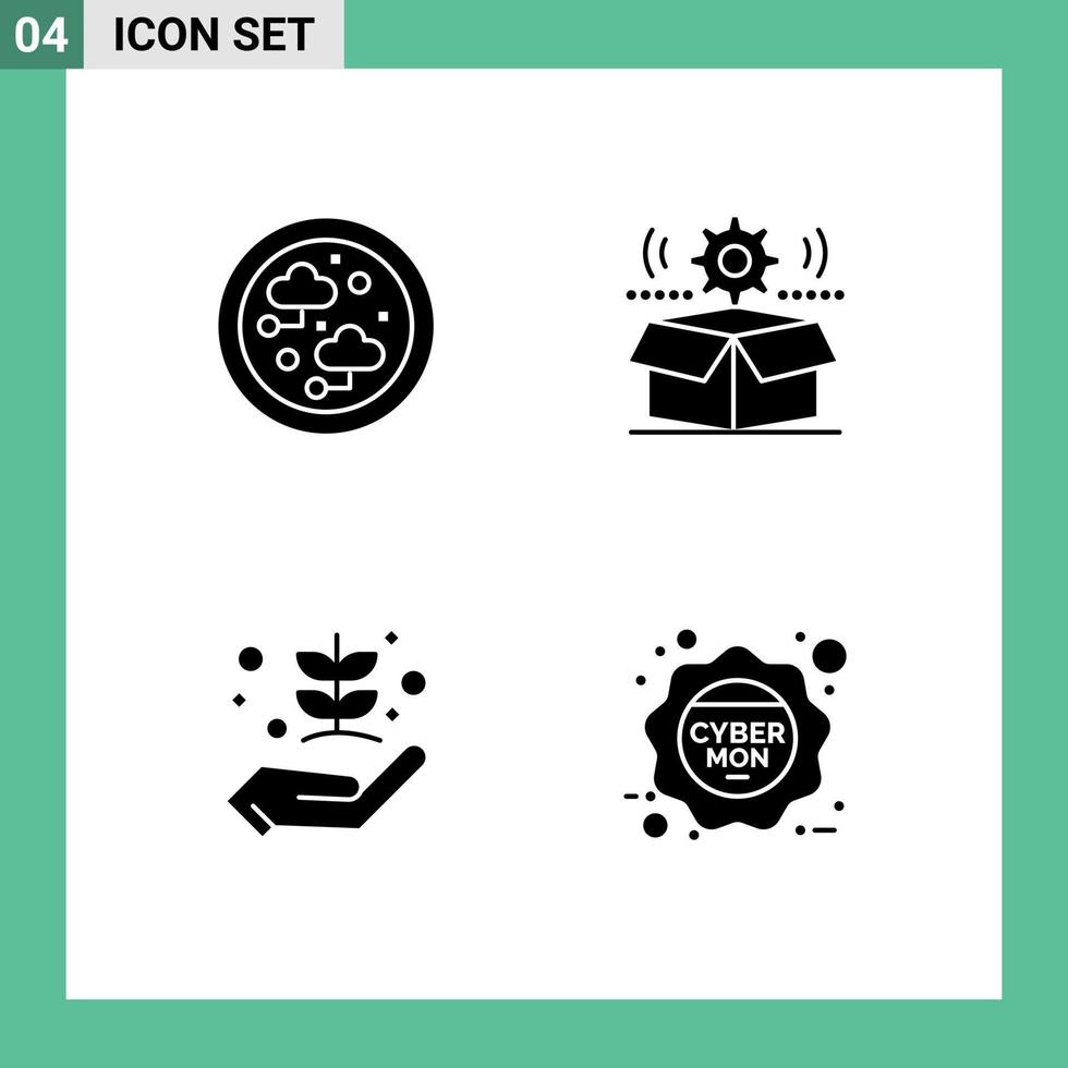 4 Solid Glyph concept for Websites Mobile and Apps connected agriculture technology wheel garden Editable Vector Design Elements