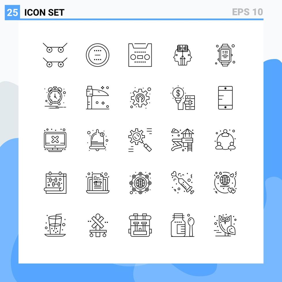 25 Creative Icons Modern Signs and Symbols of internet of things hand watch media man reading Editable Vector Design Elements