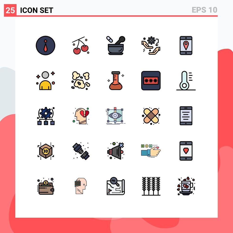 Stock Vector Icon Pack of 25 Line Signs and Symbols for location setting medical configuration hand Editable Vector Design Elements