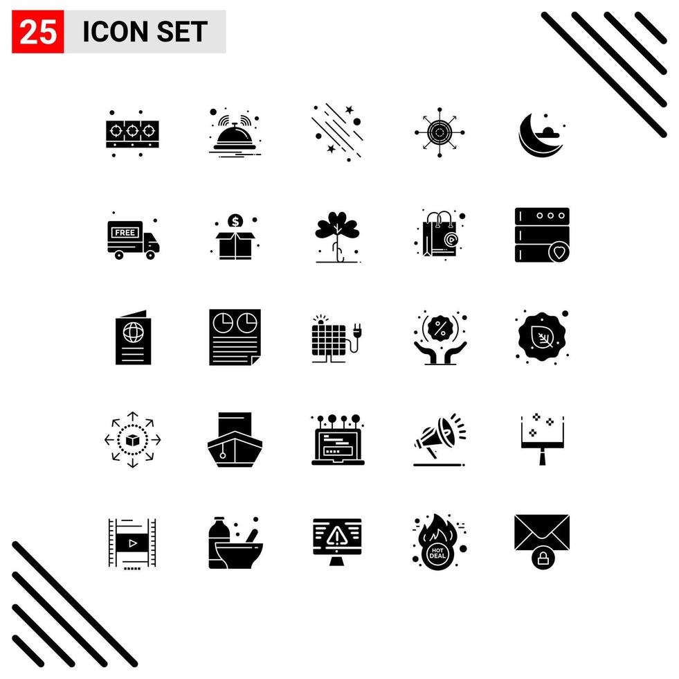 25 Universal Solid Glyphs Set for Web and Mobile Applications target dart star board stars Editable Vector Design Elements