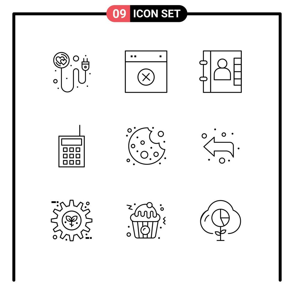 9 Universal Outline Signs Symbols of bite talkie ui radio devices Editable Vector Design Elements