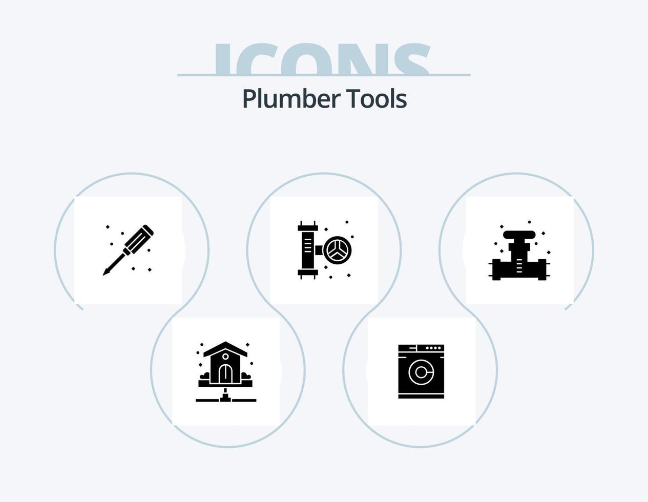 paquete de iconos de glifo de fontanero 5 diseño de iconos. fontanero. sistema. mecánico. plomería. mecánico vector