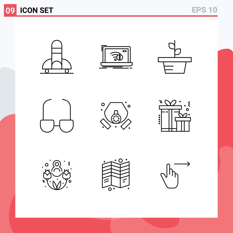 9 Outline concept for Websites Mobile and Apps mask view internet read plant Editable Vector Design Elements