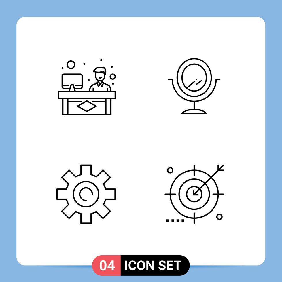 Stock Vector Icon Pack of 4 Line Signs and Symbols for chat user working gear engine Editable Vector Design Elements
