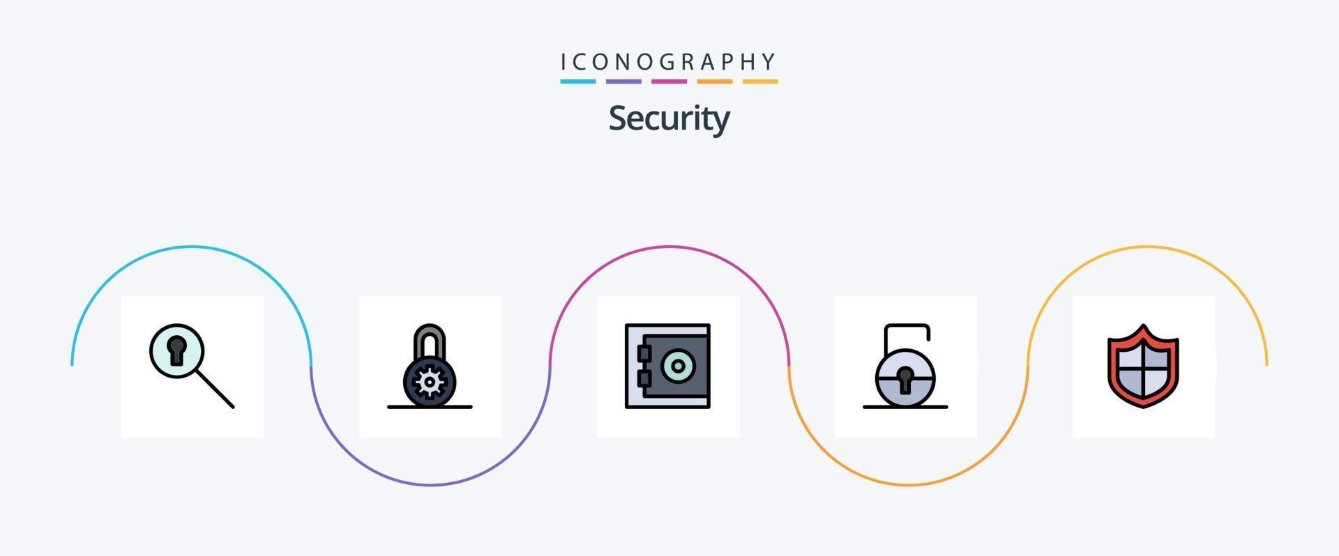 Security Line Filled Flat 5 Icon Pack Including . security. safe. firewall. security vector