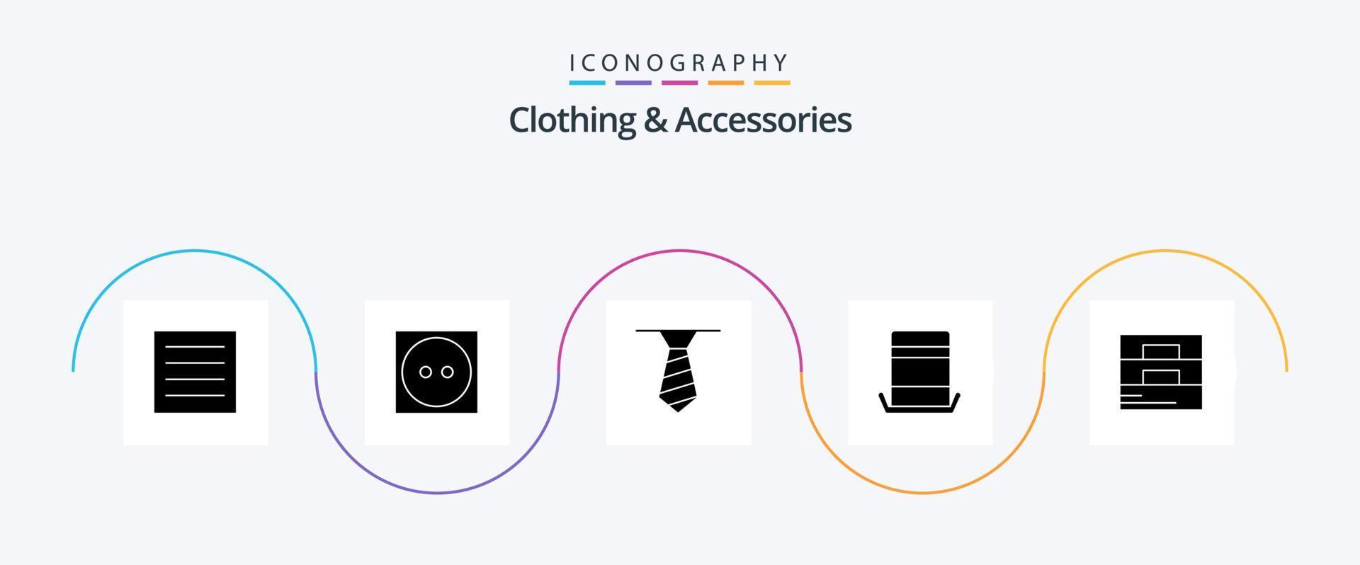 paquete de iconos de glifo 5 de ropa y accesorios que incluye billetera. Moda. corbata. accesorios. parte superior vector