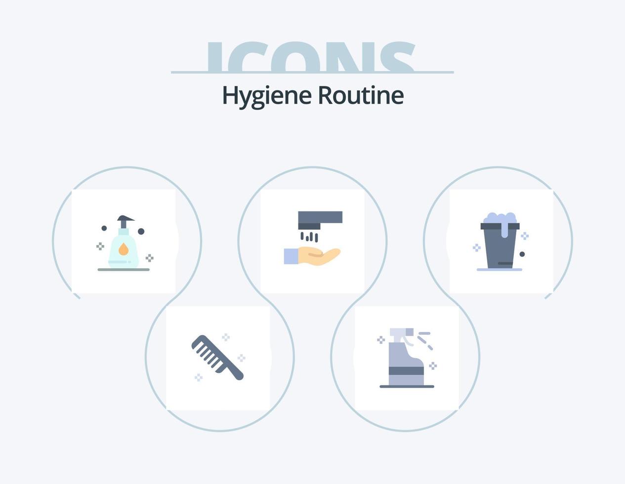 Hygiene Routine Flat Icon Pack 5 Icon Design. cleaning. soup. cleaning. glass. wash vector