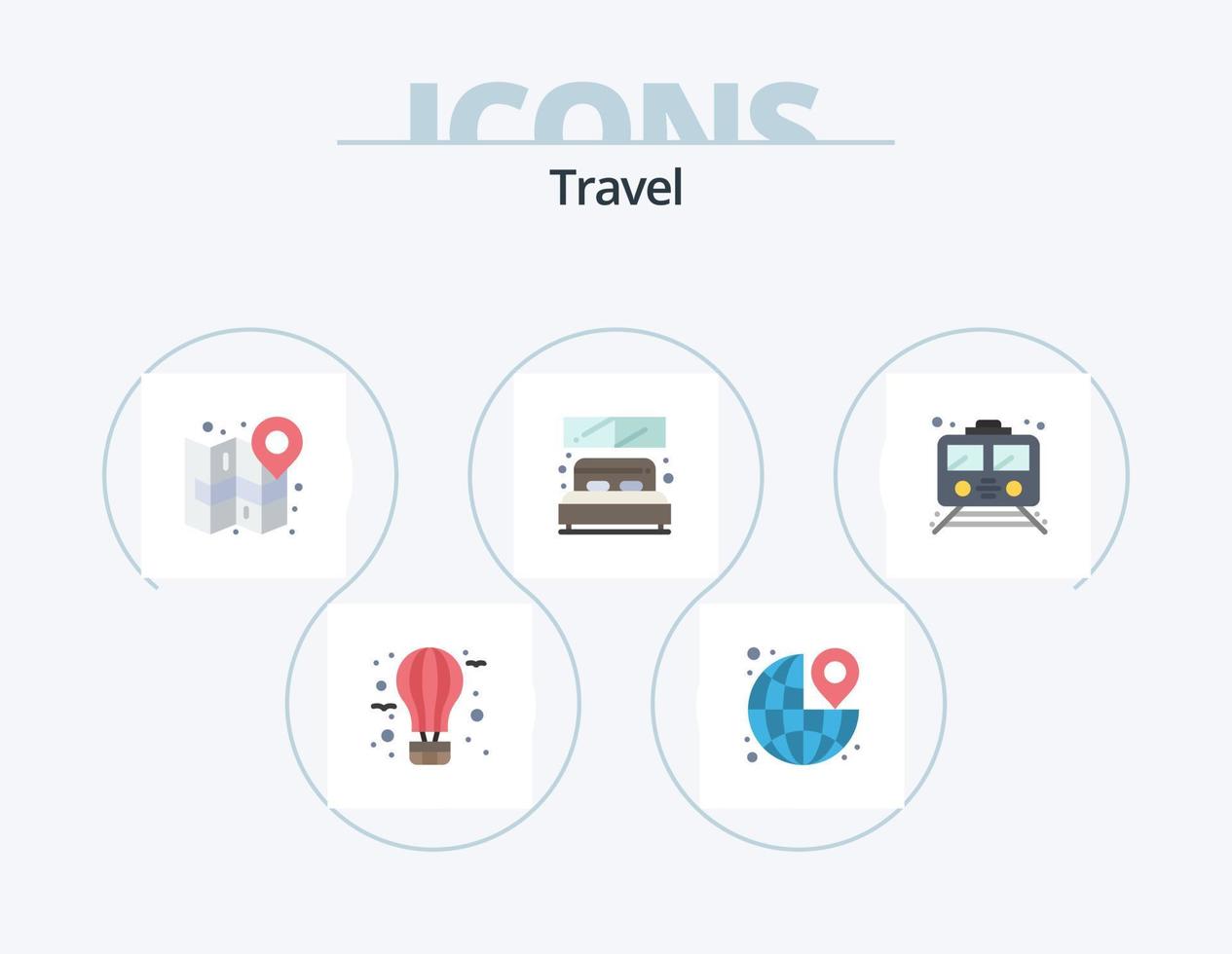 paquete de iconos planos de viaje 5 diseño de iconos. habitación. cama. el. plan. Marcos vector