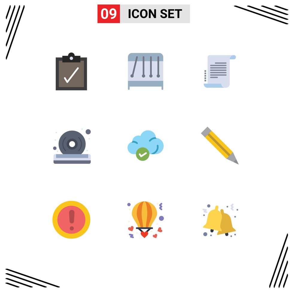 Universal Icon Symbols Group of 9 Modern Flat Colors of education storage screenplay safe player Editable Vector Design Elements