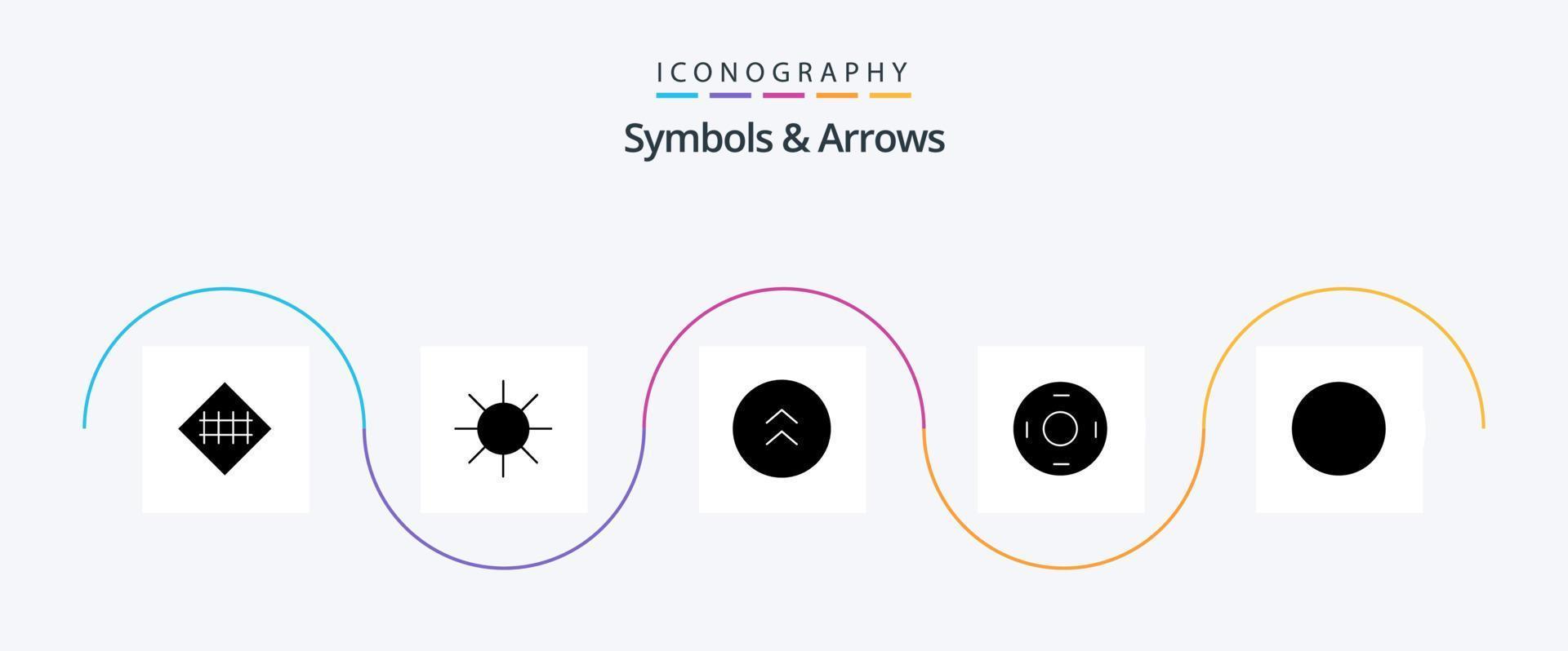 paquete de iconos de símbolos y flechas glifo 5 que incluye ronda. simbolos flechas simbolismo. cosmos vector
