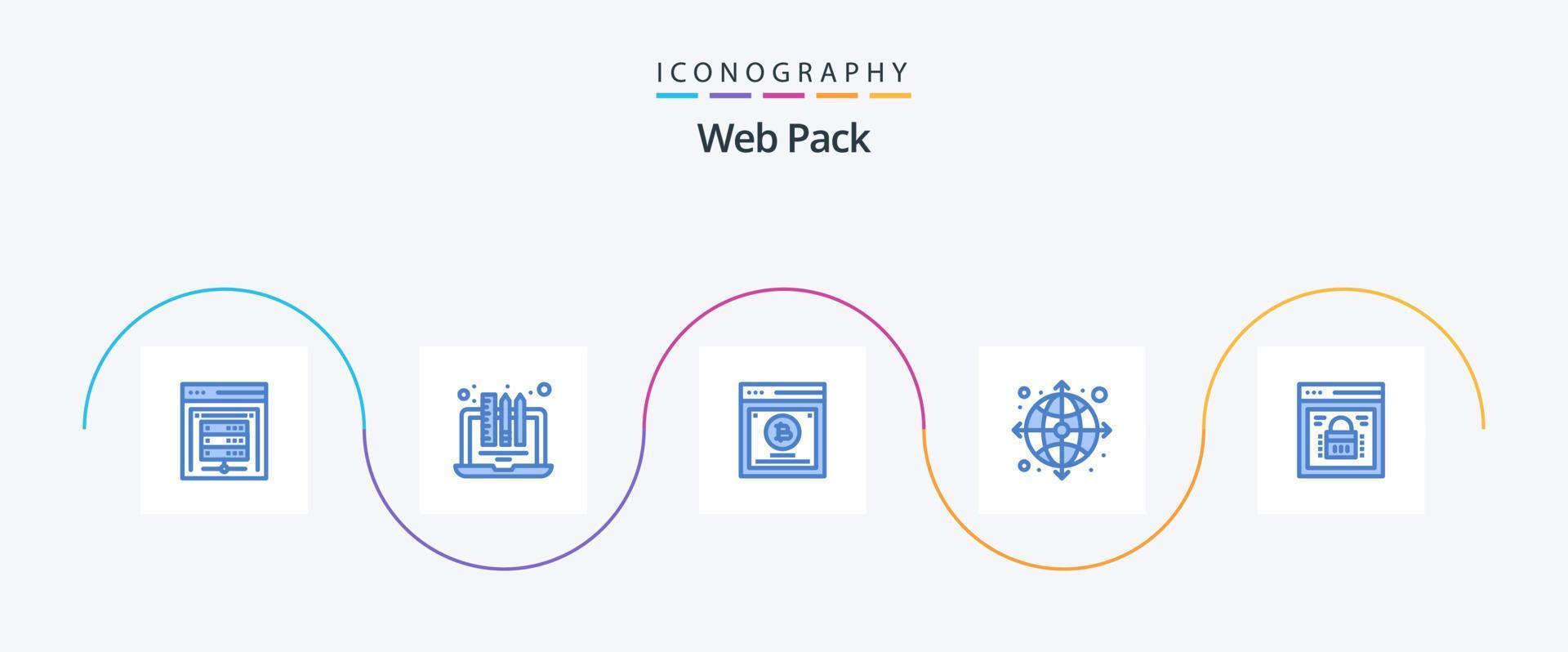 Web Pack Blue 5 Icon Pack Including information security. internet. pencil. globe. split testing vector