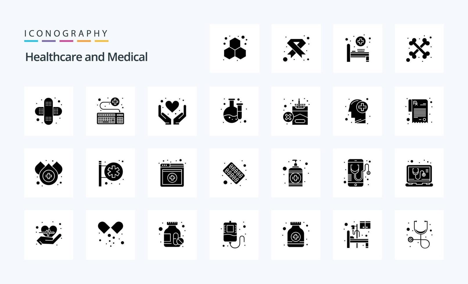 25 Medical Solid Glyph icon pack vector