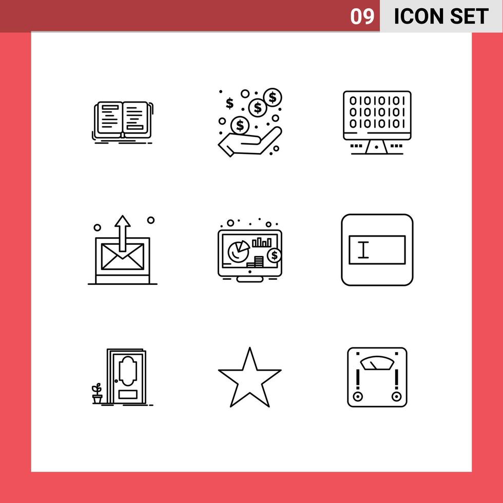 Outline Pack of 9 Universal Symbols of investment sent earnings mail server Editable Vector Design Elements