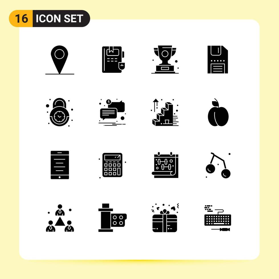 Stock Vector Icon Pack of 16 Line Signs and Symbols for clock save win interface download Editable Vector Design Elements