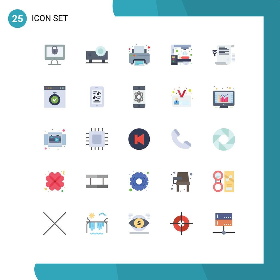 25 Universal Flat Color Signs Symbols of data radiation video projector oncology printing Editable Vector Design Elements