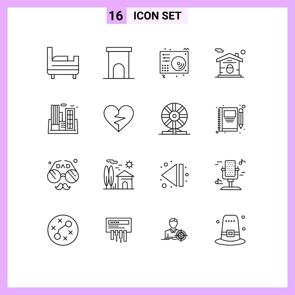 Outline Pack of 16 Universal Symbols of industry real estate audio lock