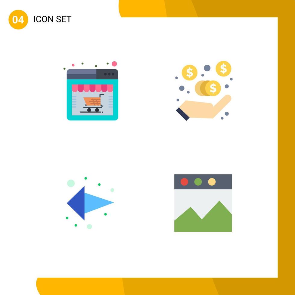 símbolos de iconos universales grupo de 4 iconos planos modernos de la tienda en línea izquierda cuotas de marketing análisis elementos de diseño de vectores editables