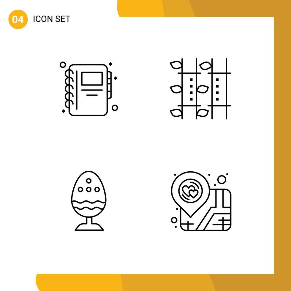 Line Pack of 4 Universal Symbols of education boiled egg bamboo relaxation egg Editable Vector Design Elements