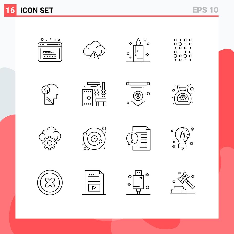 Group of 16 Outlines Signs and Symbols for head svg candle scince data Editable Vector Design Elements