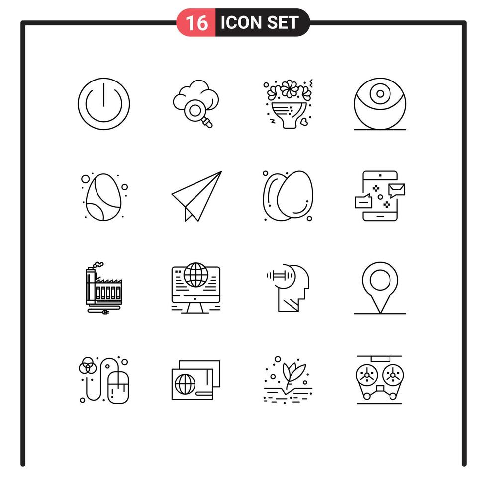 Universal Icon Symbols Group of 16 Modern Outlines of paper egg roses easter star wars Editable Vector Design Elements
