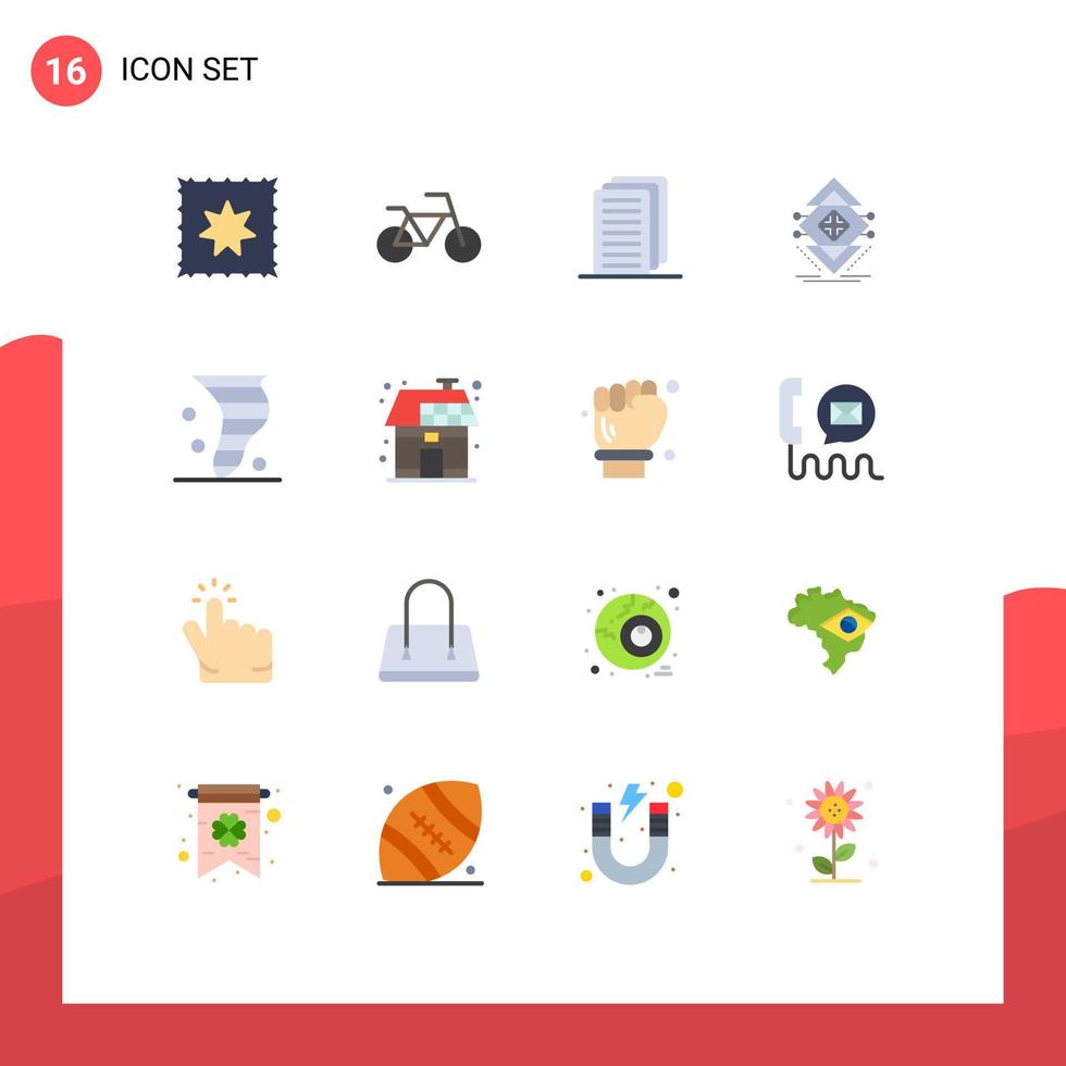 16 User Interface Flat Color Pack of modern Signs and Symbols of eco weather data climate air Editable Pack of Creative Vector Design Elements