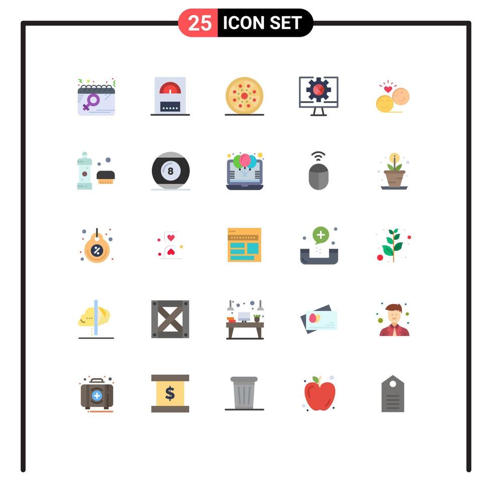 Pack of 25 creative Flat Colors of couple online drink internet slices Editable Vector Design Elements