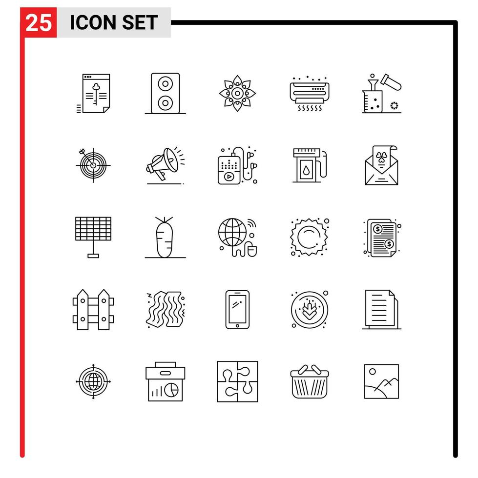 Line Pack of 25 Universal Symbols of science summer decoration conditioner ac Editable Vector Design Elements