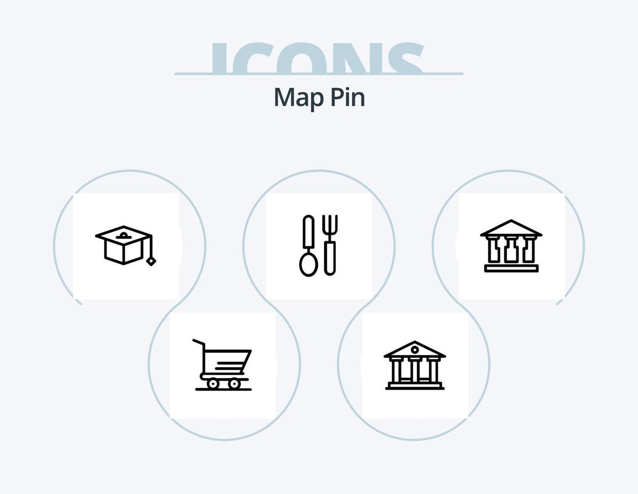 Map Pin Line Icon Pack 5 Icon Design. . mony. lock. building. theatre vector