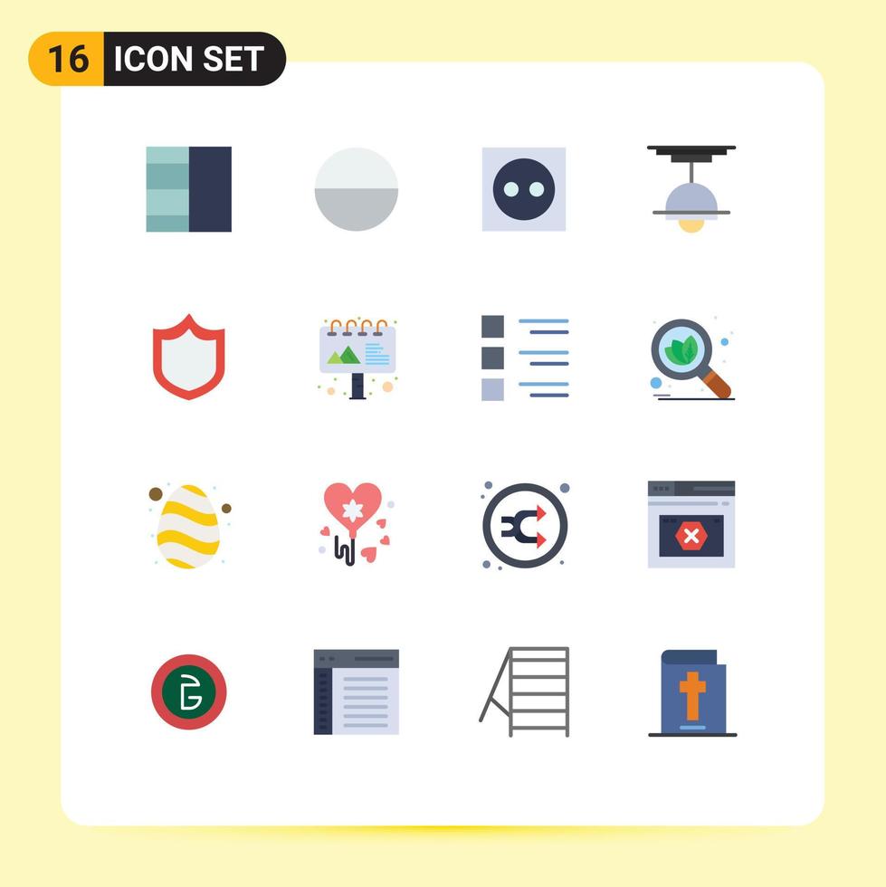 Universal Icon Symbols Group of 16 Modern Flat Colors of ad protection plug defense lamp Editable Pack of Creative Vector Design Elements