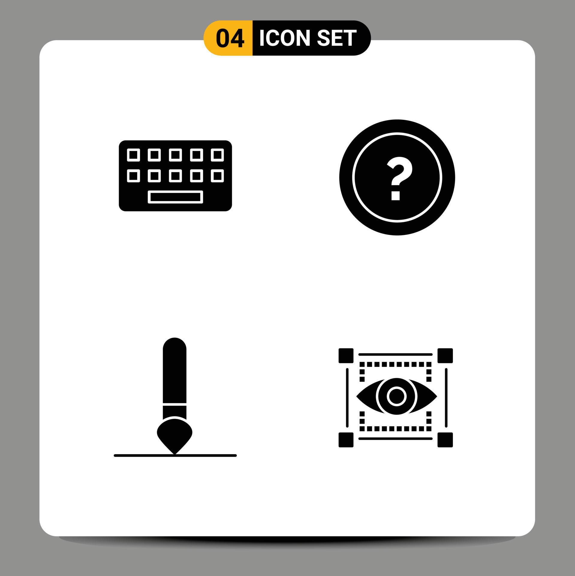 Solid Glyph Pack of 4 Universal Symbols of keyboard brush key