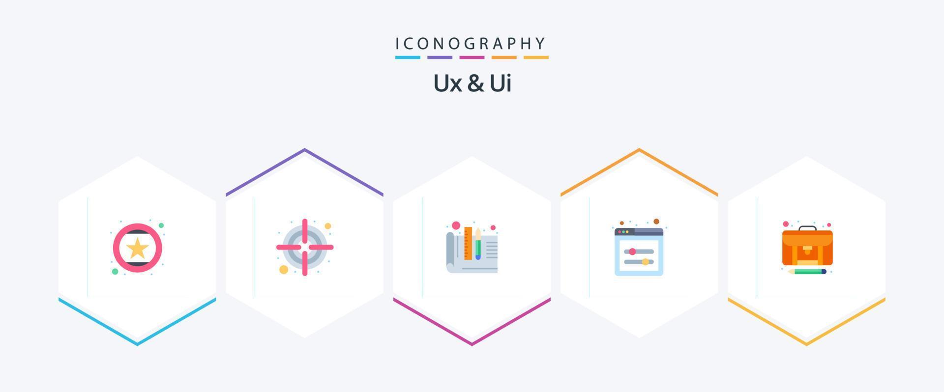 Ux And Ui 25 Flat icon pack including creator. article. creative. user interface design. interface web element vector