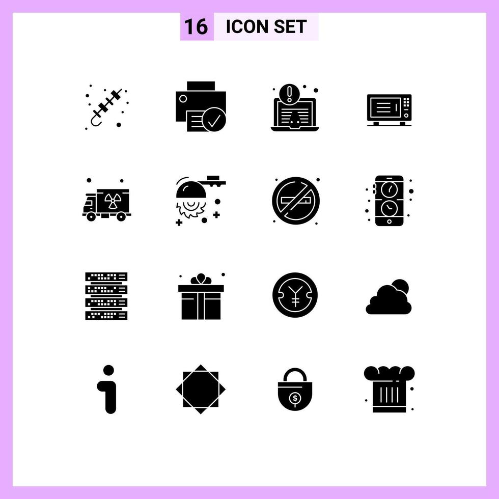 Set of 16 Modern UI Icons Symbols Signs for gas machine gadget home security Editable Vector Design Elements