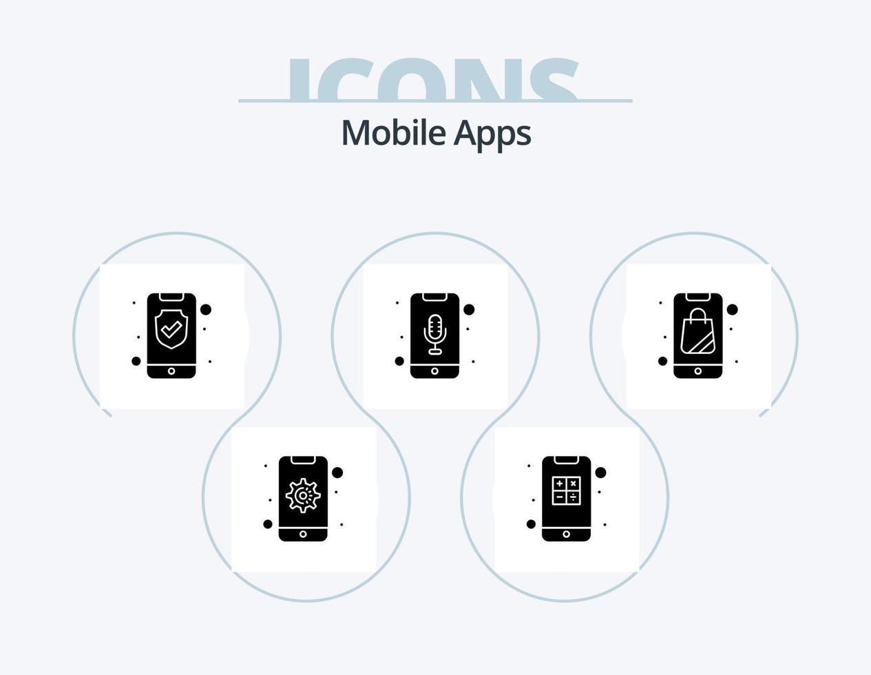 Mobile Apps Glyph Icon Pack 5 Icon Design. plain. phone recorder. interaction. mobile recorder. check vector