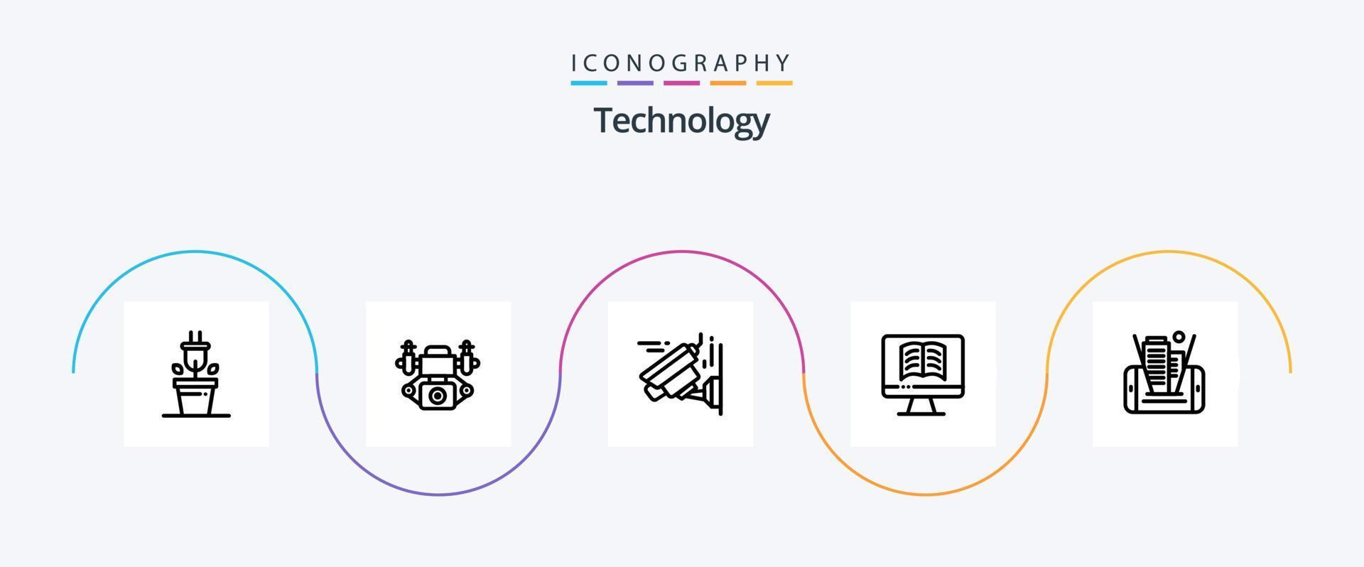 Technology Line 5 Icon Pack Including . building. technology. technology. mobile vector