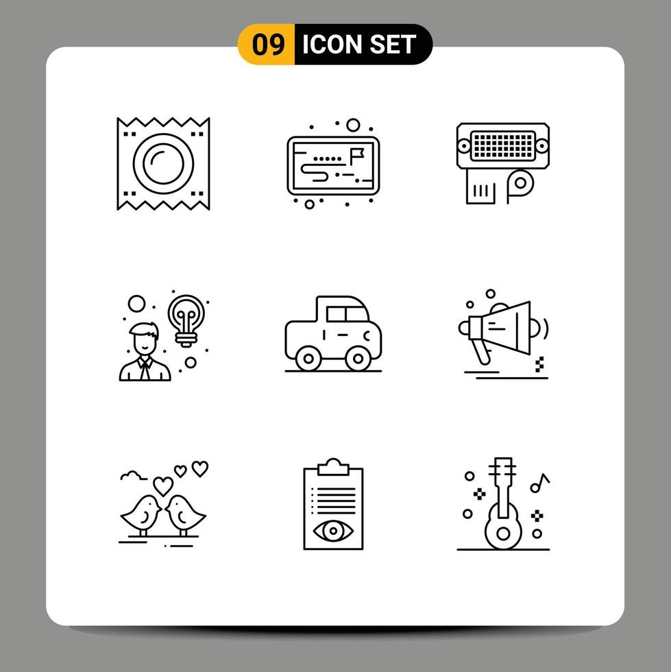 9 Thematic Vector Outlines and Editable Symbols of jeep user adapter idea creativity Editable Vector Design Elements