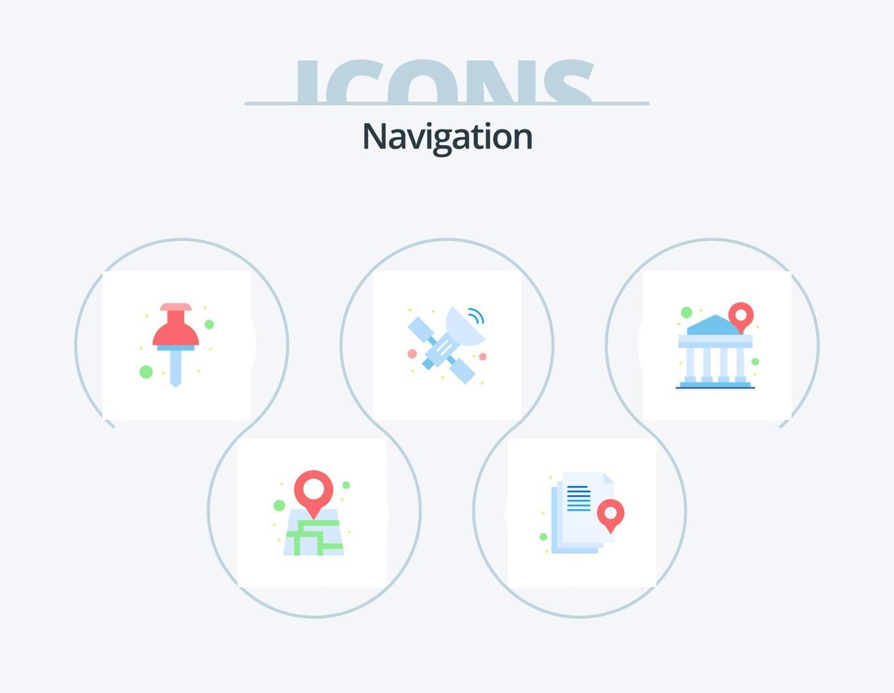Navigation Flat Icon Pack 5 Icon Design. . location. pin. finance. bank vector